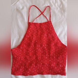 Cropped, open back, crossed strapped top